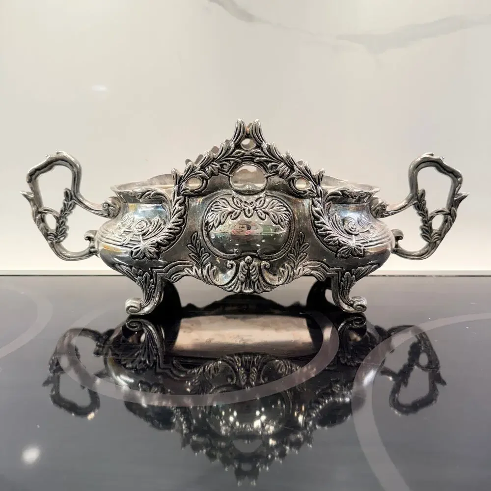 Godinger Silverplate Double Jardiniere Cachepot Centerpiece w/ Removable Liner